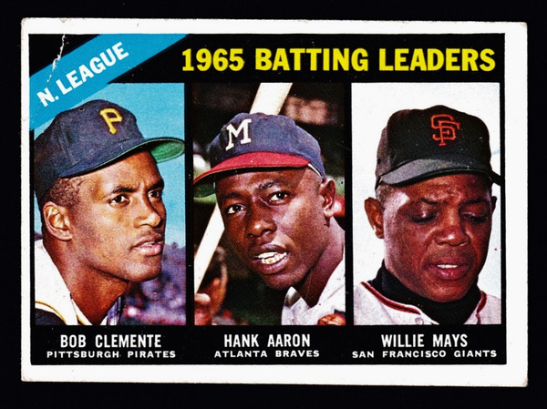 1966 Topps #215 NL Batting Leaders Mays Aaron Clemente GD+