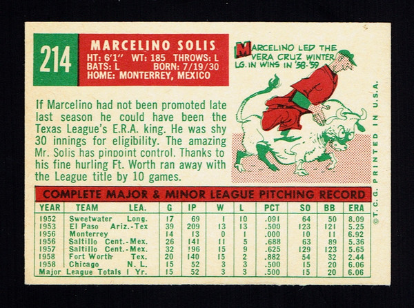 1959 Topps #214 Marcelino Solis EXMT