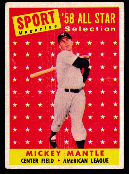 1958 Topps #487 Mickey Mantle AS VG