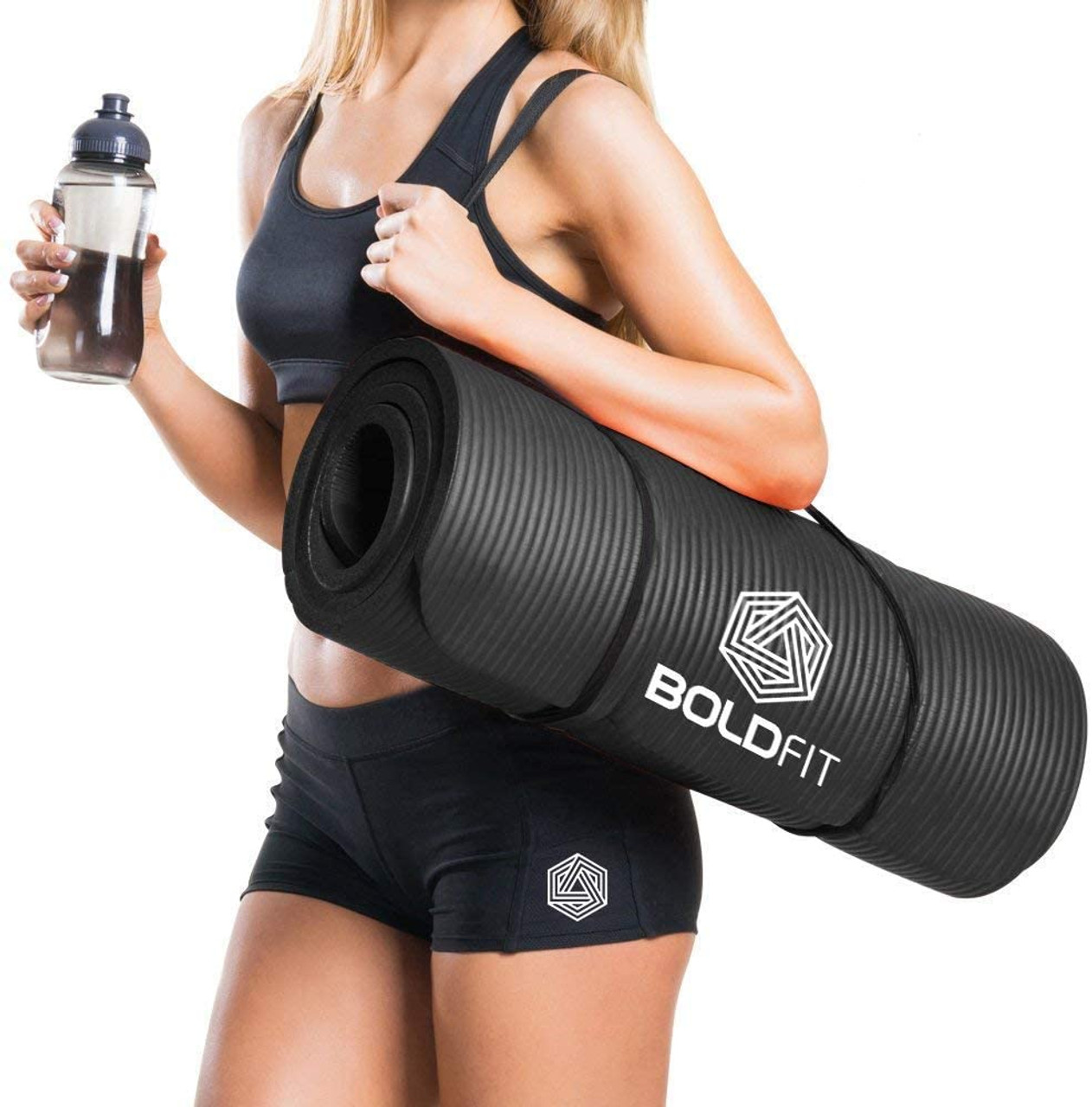 Boldfit Yoga Mat for men and women NBR Material with Carrying Strap, 1/2  Inch (12mm)