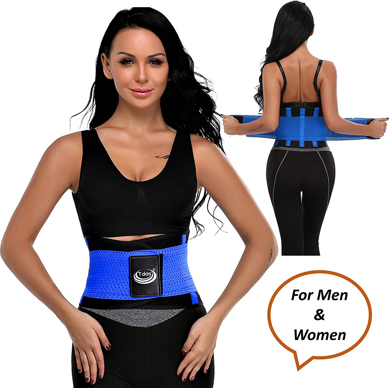 Tdas sweat slim belt for men women waist stomach belt shaper