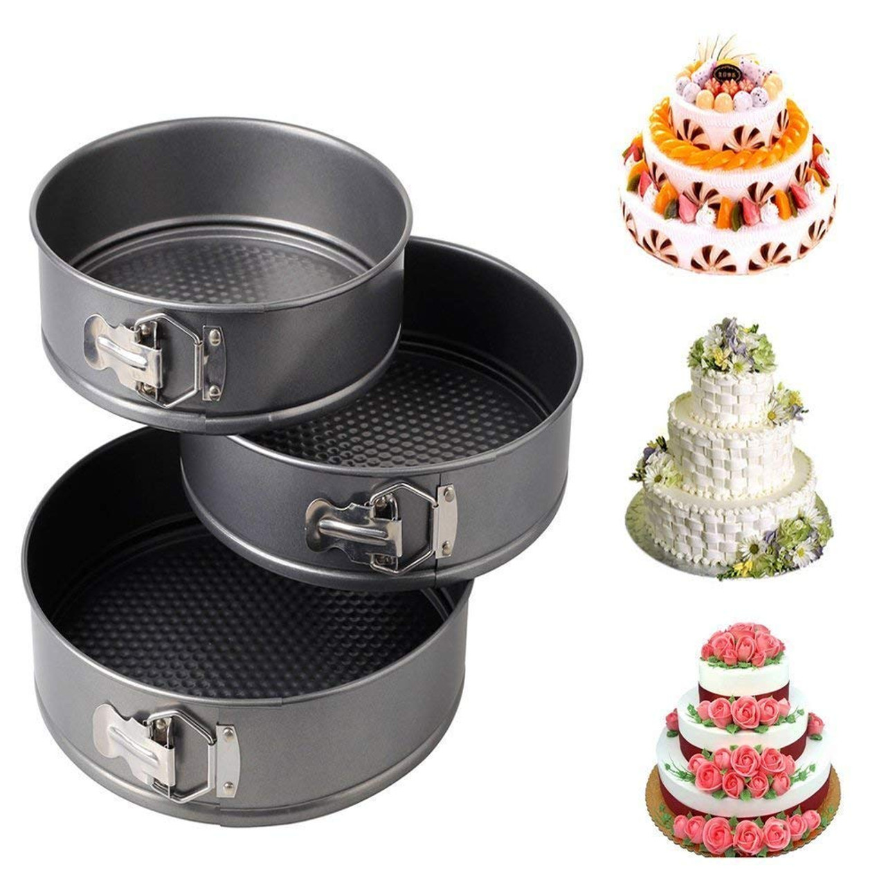 Homikit 8 Inch Round Cake Tin Set of 3, Stainless Steel Cake Mold Layer Cake  | eBay