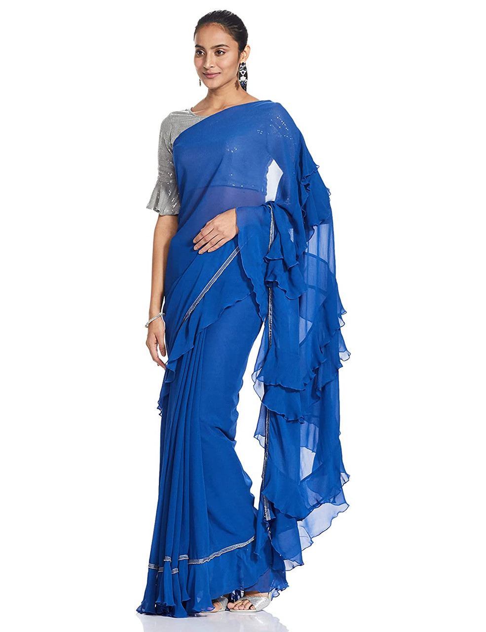 Chinon One Piece Drape Saree with Beads Work,Cutdana Work and Sippi Wo