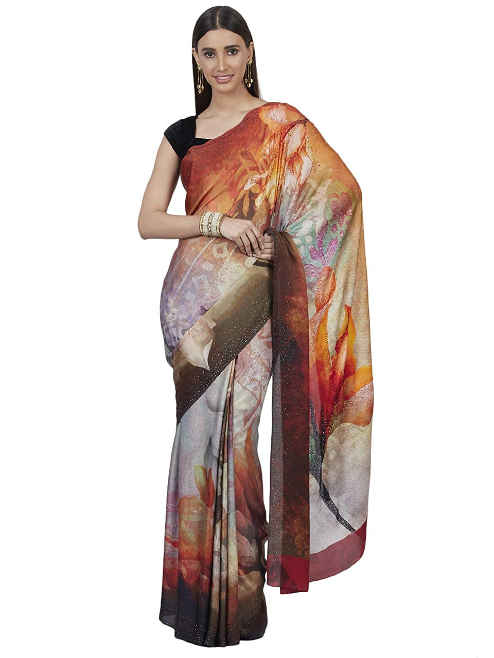 Buy Grey Crepe Printed Abstract Surprise Saree For Women by Satya Paul  Online at Aza Fashions.