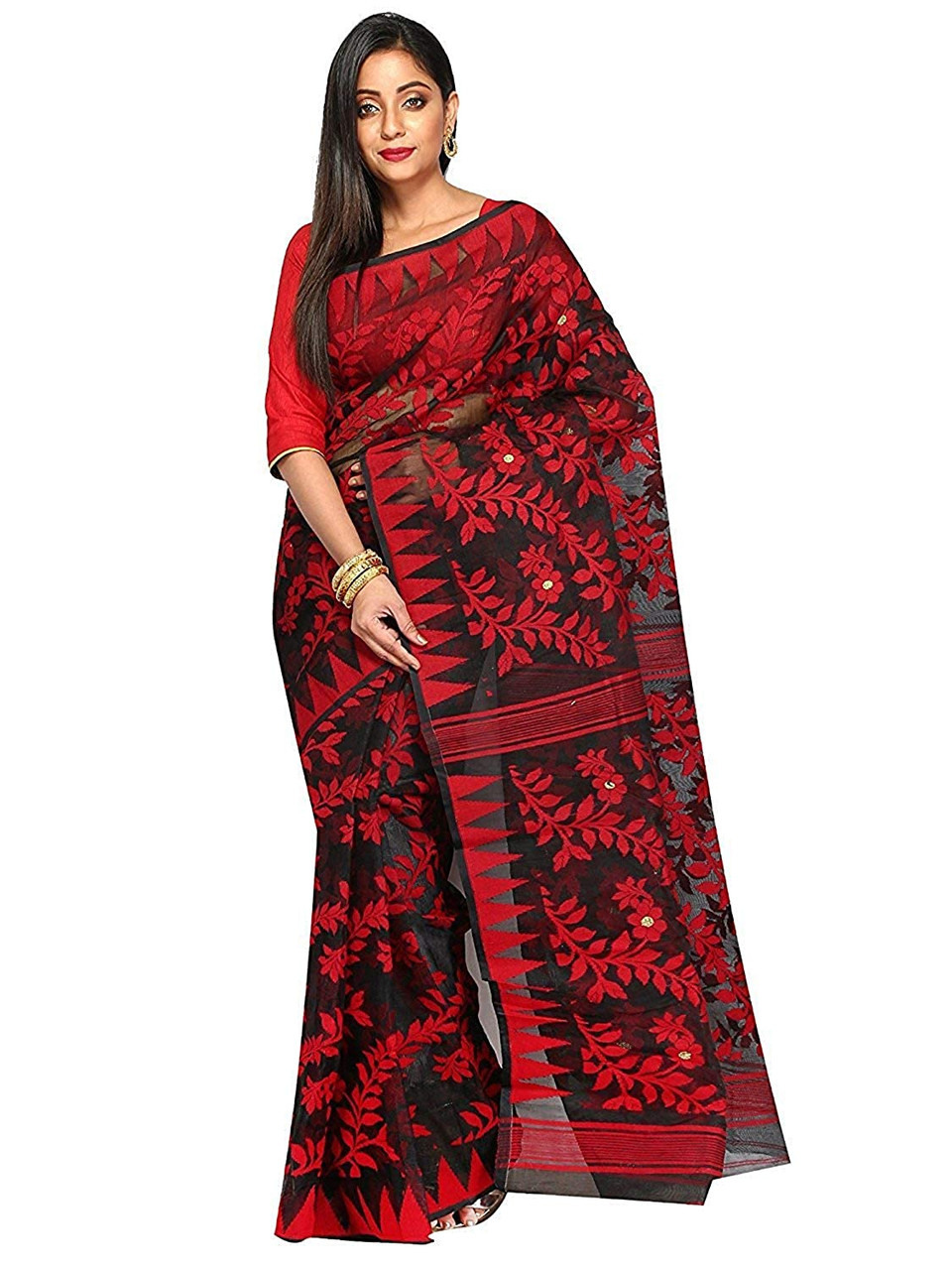 Gorgeous Black Colour Dhakai Jamdani Saree – banglarsare