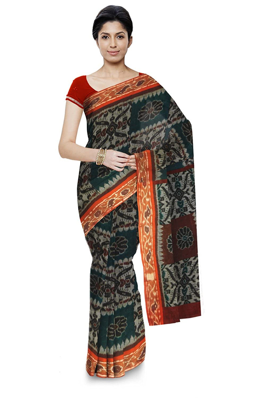 Lark Bomkai Handloom Saree from Odisha with Woven Strips and Box Design |  Exotic India Art