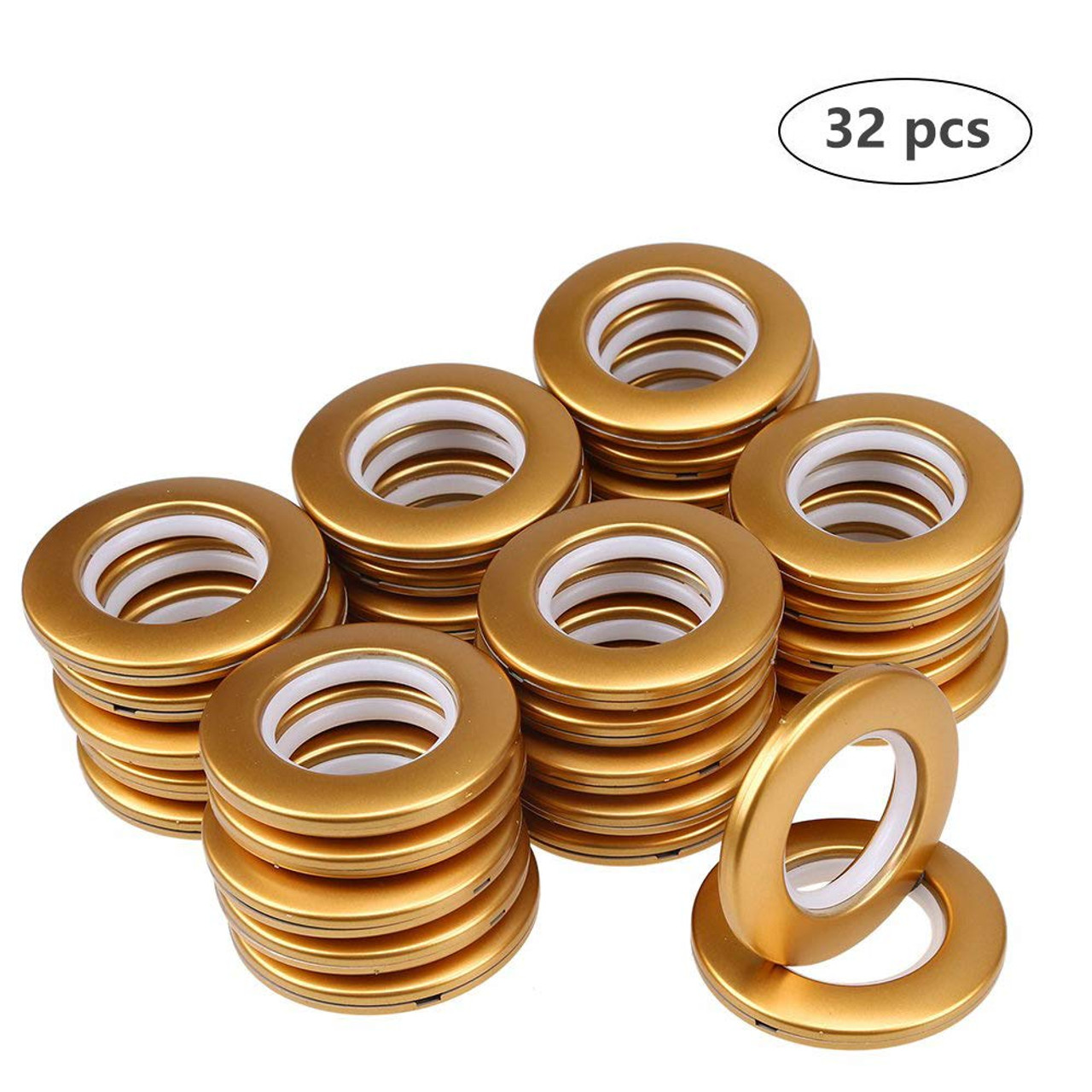 32 Pack Curtain Grommets,DeSS Inner Diameter 1-9/16(40mm) Curtain Eyelet  Rings Nanoscale Low Noise Roman Ring (Matt Gold)