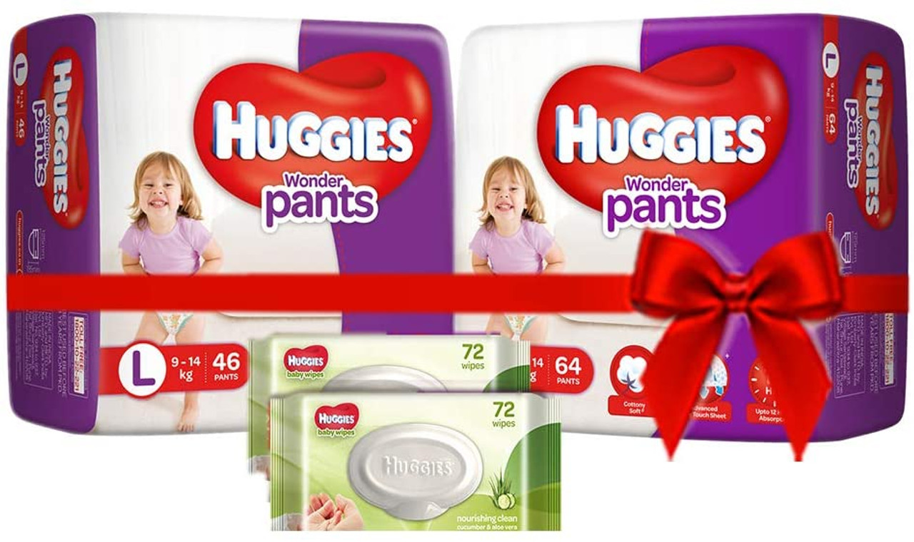 Huggies Complete Comfort Wonder Pants Large L Size Baby Diaper Pants  Monthly Pack 128 count with