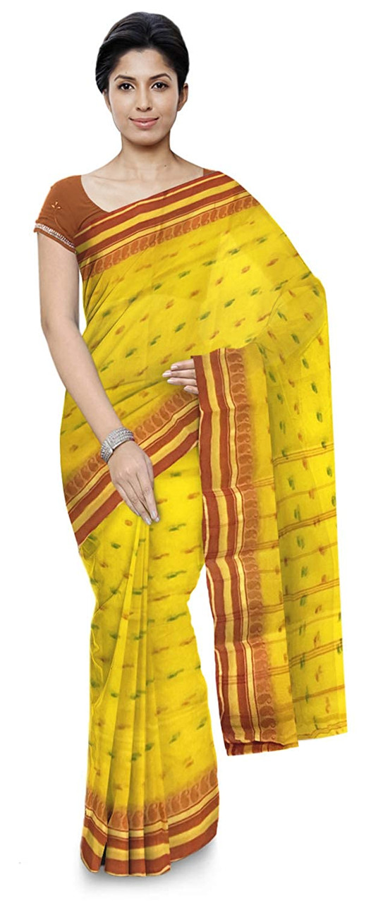 Kalyani Cotton Saree Mustard Yellow Color – patilestore