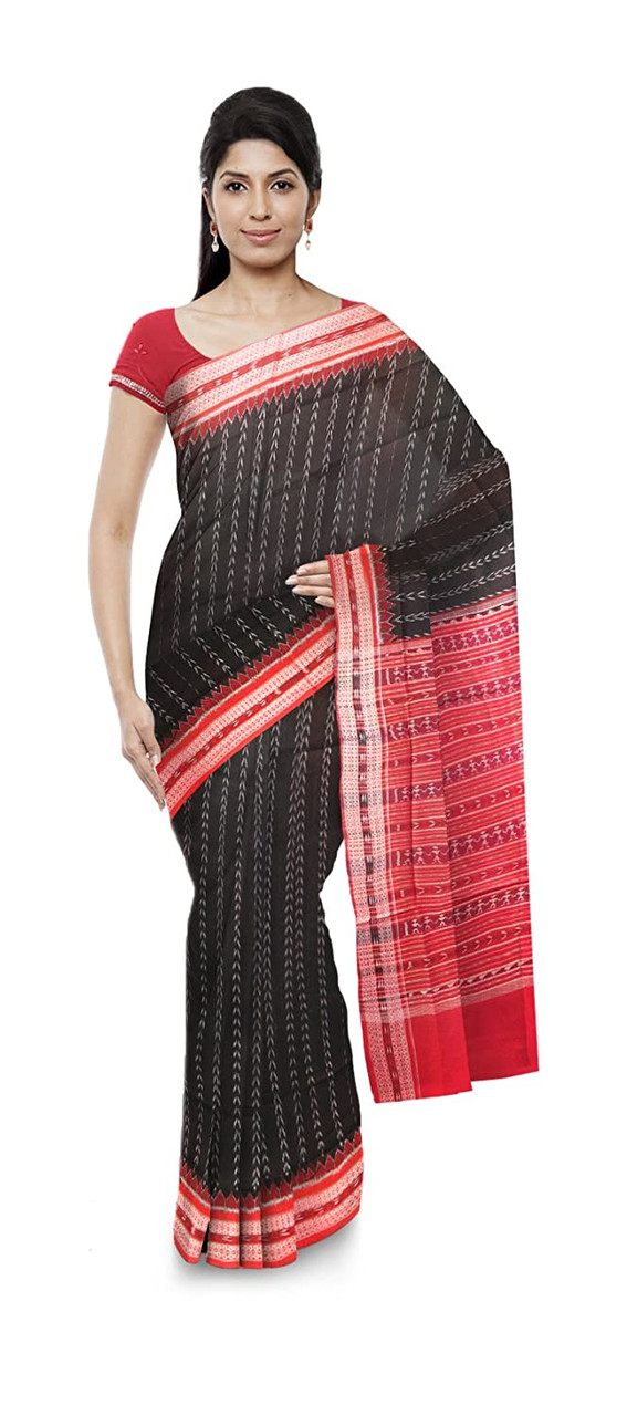 Red and Black sambalpuri silk saree – Boyanika Odisha