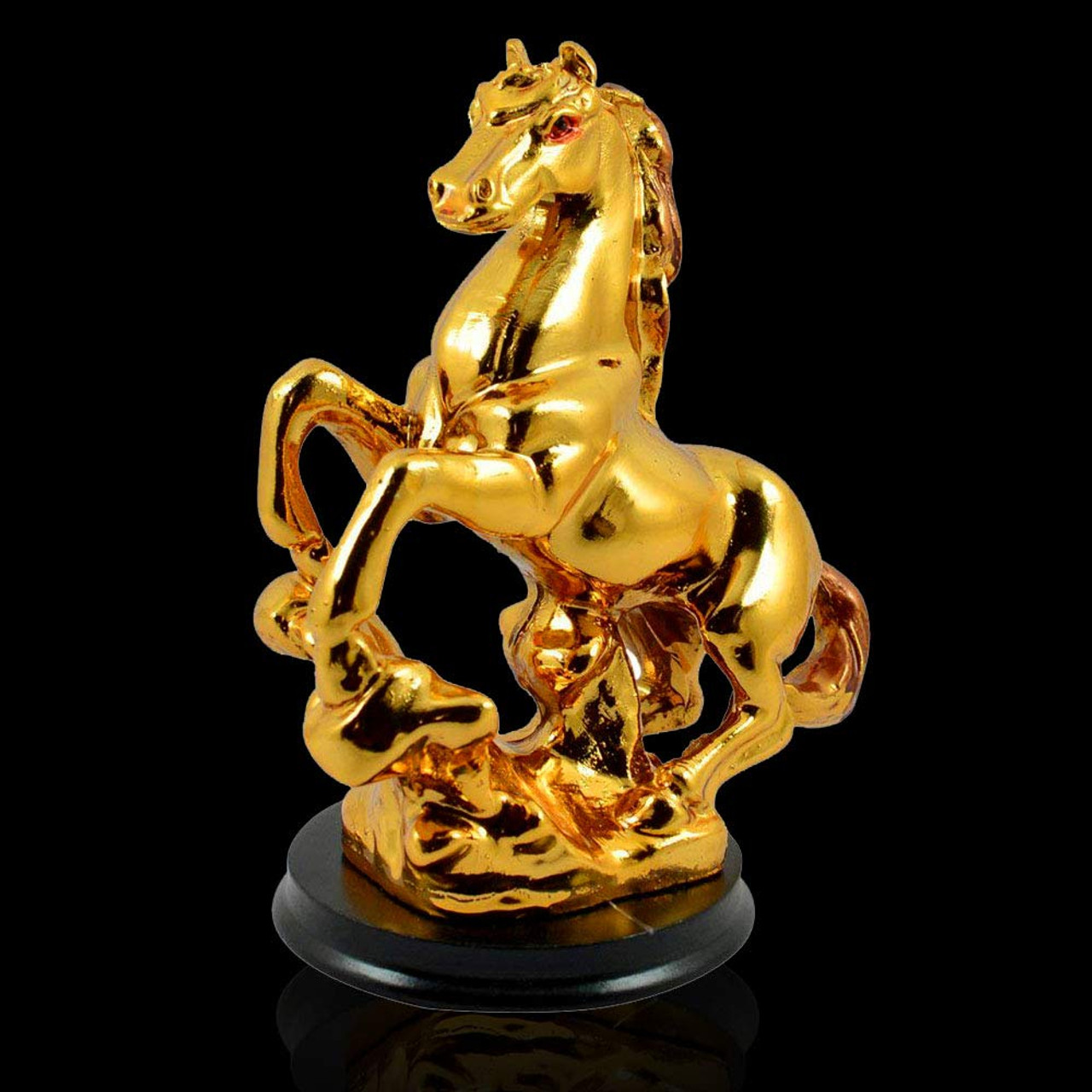 Crystu Vastu/Feng Shui Golden Horse Statue with Stand for Victory Horses  for Feng Shui and