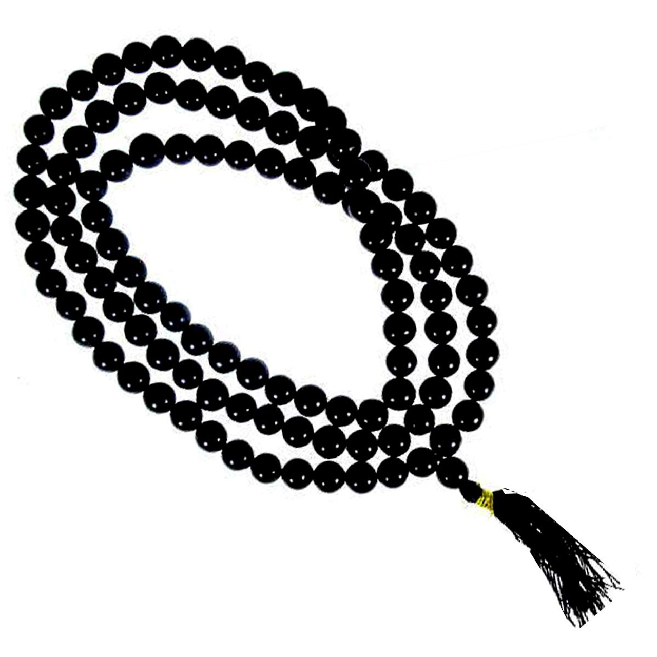 STONE GEMS GALLERY Beautiful Hand Knotted 108 Beads Japa Mala With Tassel  Black Hakik Mala Original Certified Sulemani Hakik Mala हकीक की माला