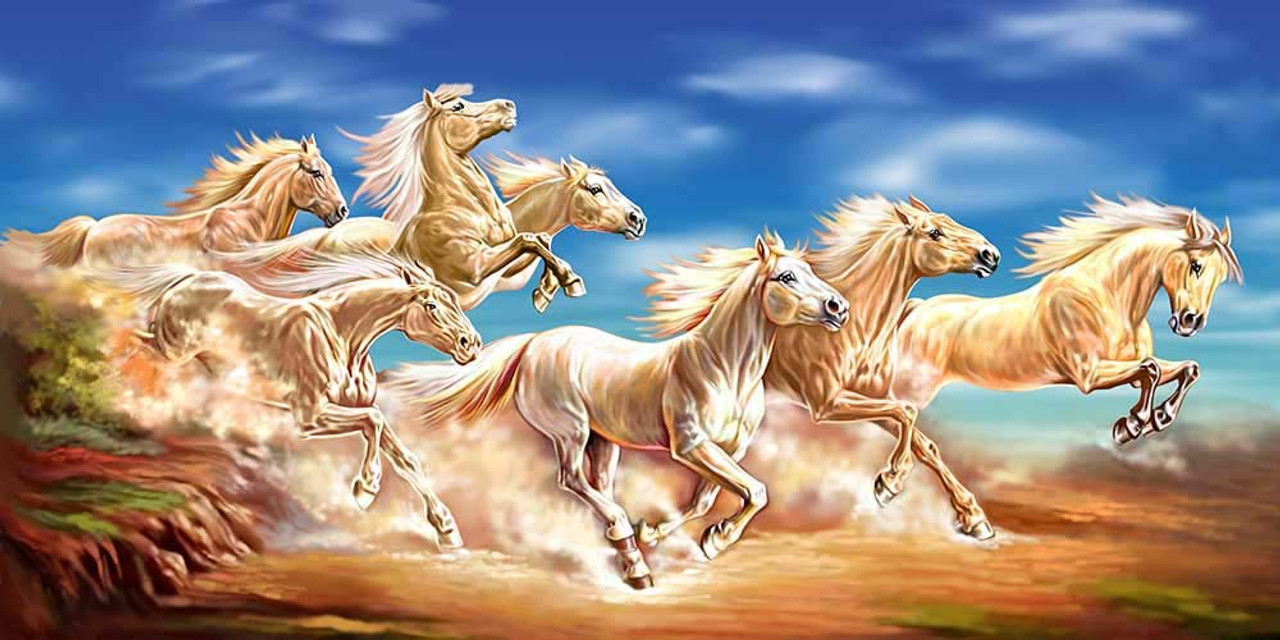 Aarki Vastu 7 Horse Painting (Canvas, 12