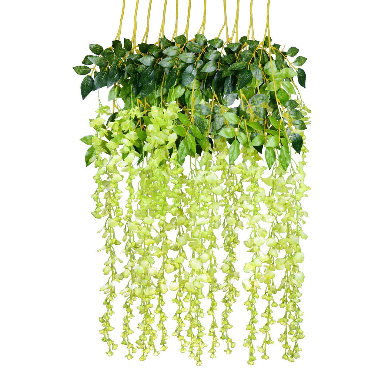  Artificial Flowers Plants Green Leaves Hanging Flower