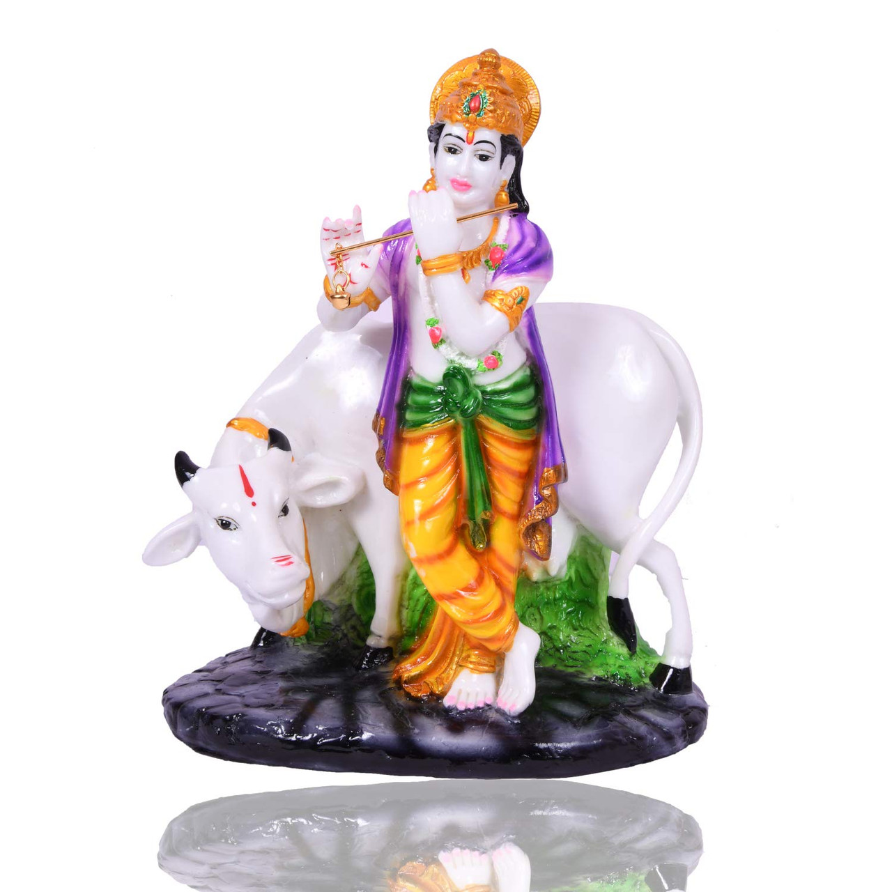 New Jaipur Arts Handicraft Krishna Statue Idol with Cow for Home ...