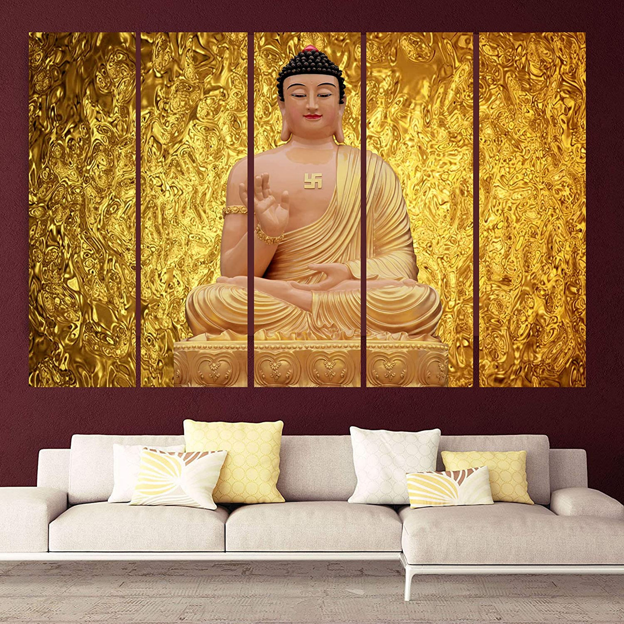 Canvas Painting - Beautiful Buddha Art Wall Painting For Living Room,  Bedroom, Office, Hotels, Drawing Room (91cm X 61cm) - Inephos