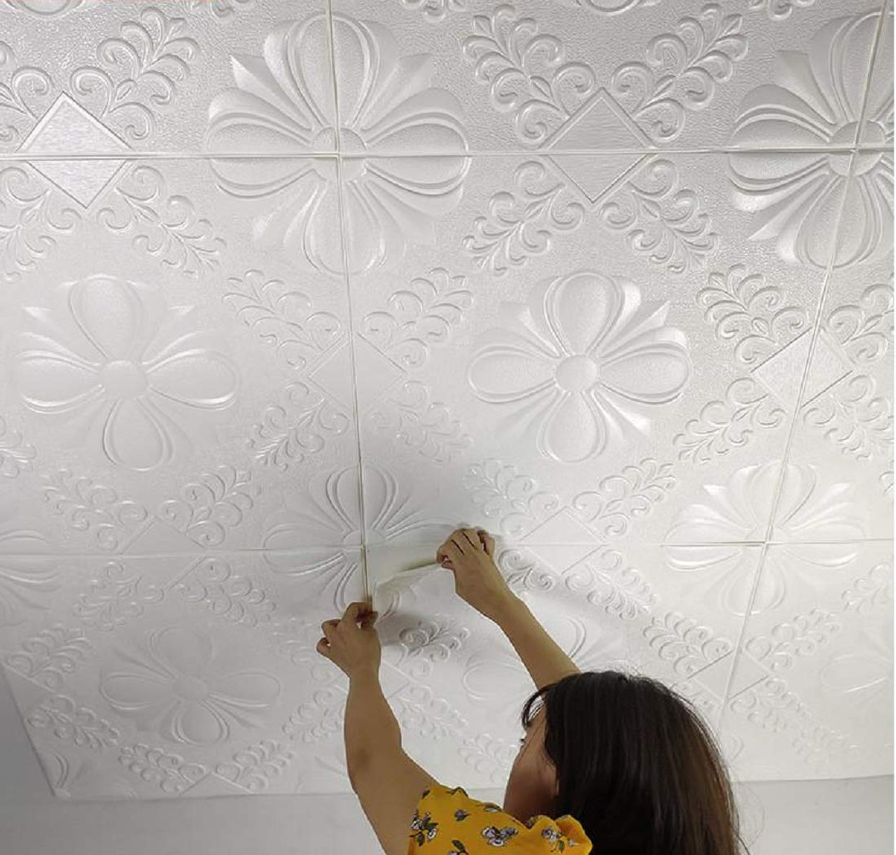 3D Ceiling Wallpaper for Living Room Bedroom Hall Home Wall Tiles Panel  False roof Ceiling self