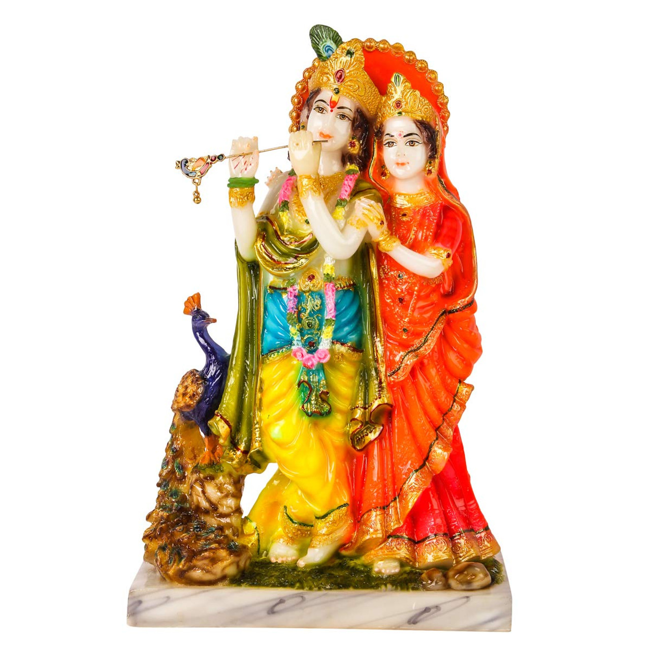 GOLDGIFTIDEAS 999 Silver and 24K Gold Plated Radhe Krishna Idol for Gift,  Radha-Shyam Statue for Home Décor (16 x 9 CM)