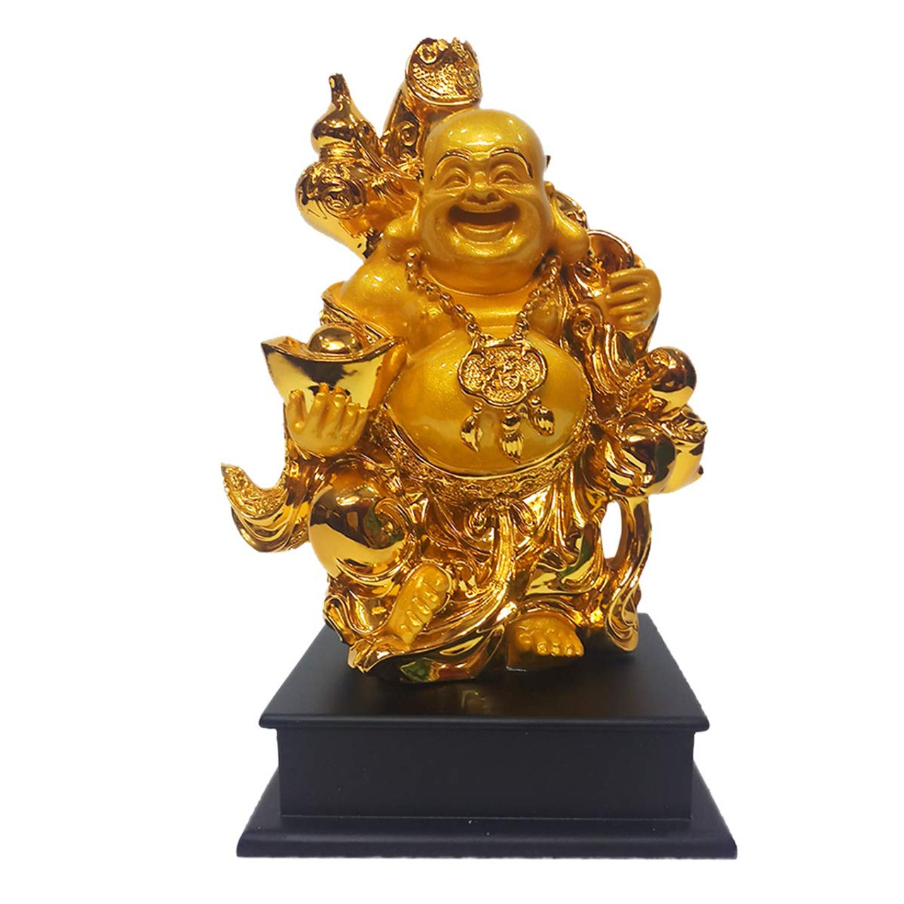 Ebros Matreiya Happy Laughing Buddha Hotei Carrying Gold Ingot Seated –  Ebros Gift
