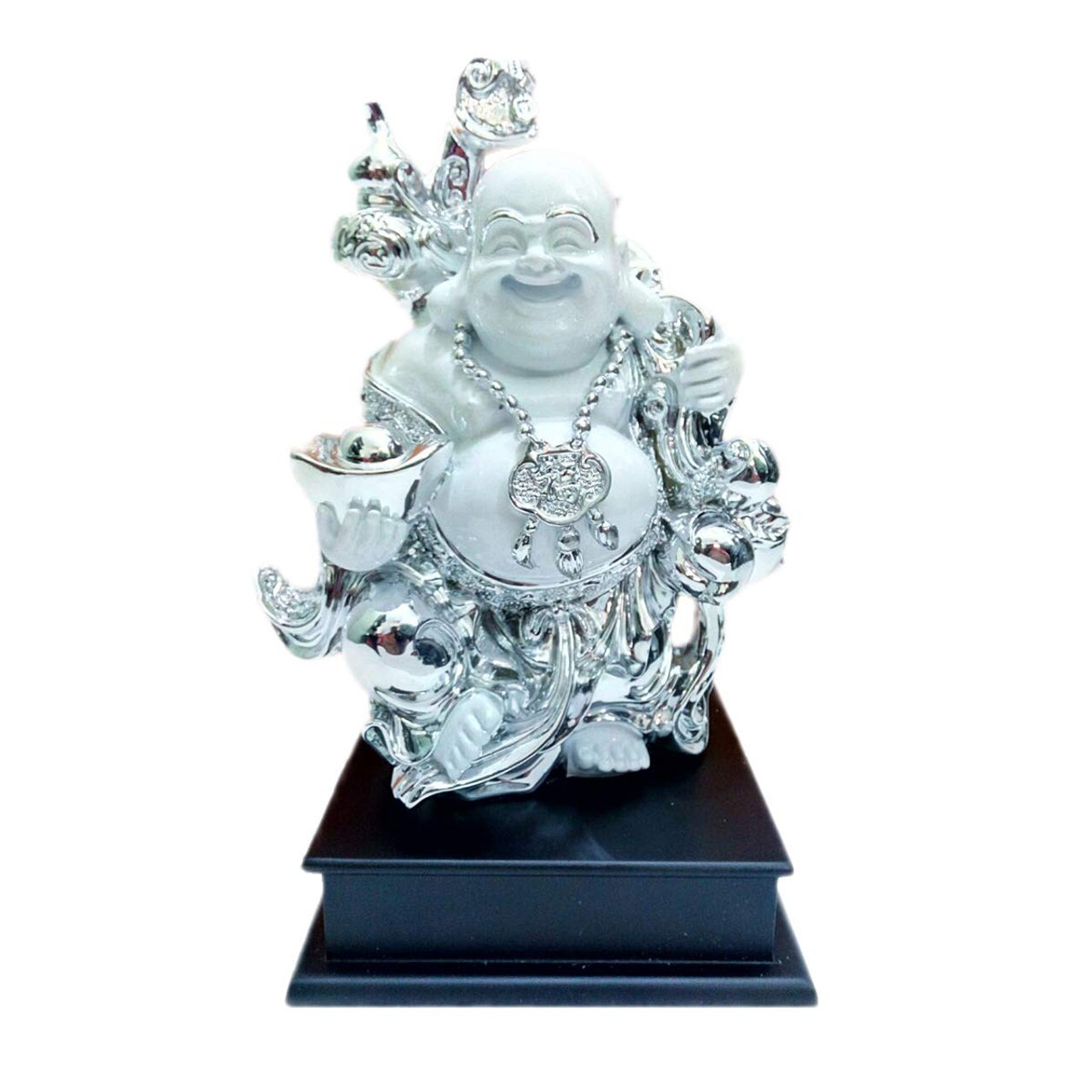 sculpmart Laughing Buddha for Good Luck Gift Home Decorations Items for  Money and Living Room (Standing Buddha with a Bag and Ingot) : Amazon.in:  Home & Kitchen