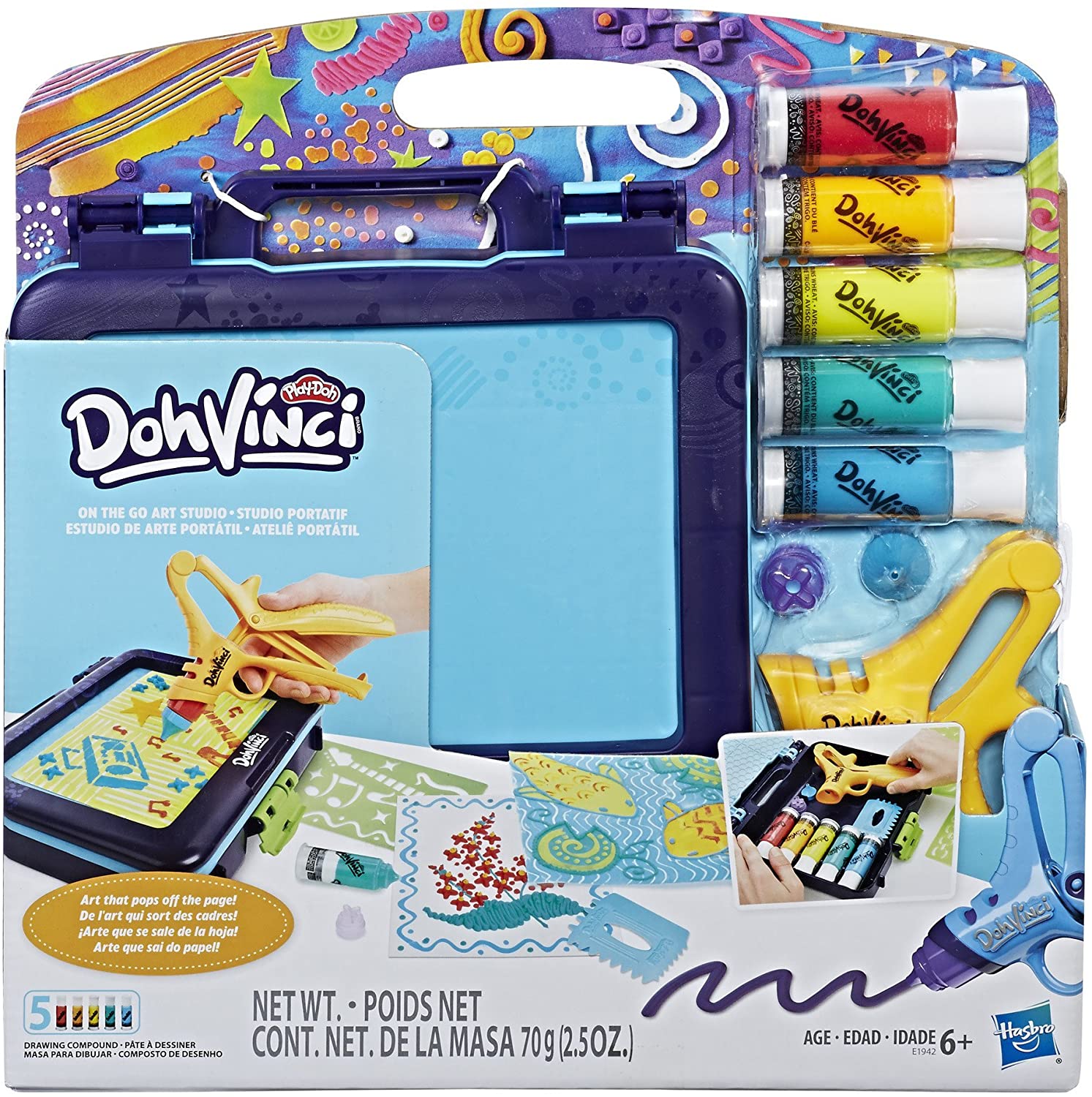 Play-Doh DohVinci On The Go Art Studio Art Case for Kids and Tweens with 5