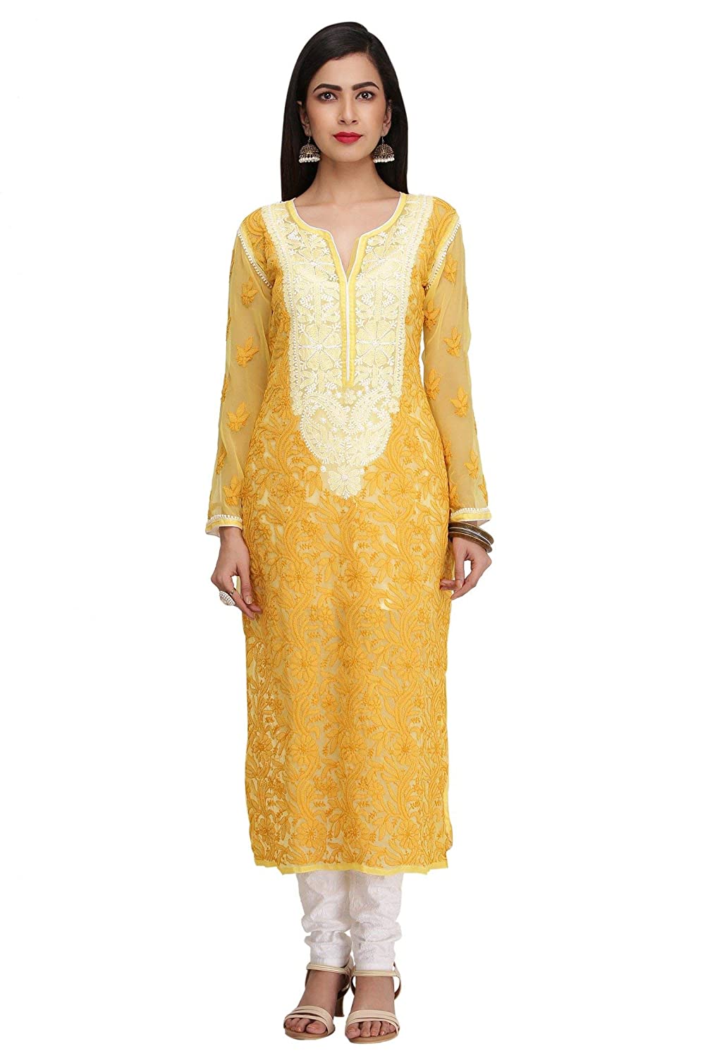 Buy Ada Hand Embroidered White Cotton Lucknowi Chikankari Kurti A911364  Online at Best Prices in India - JioMart.