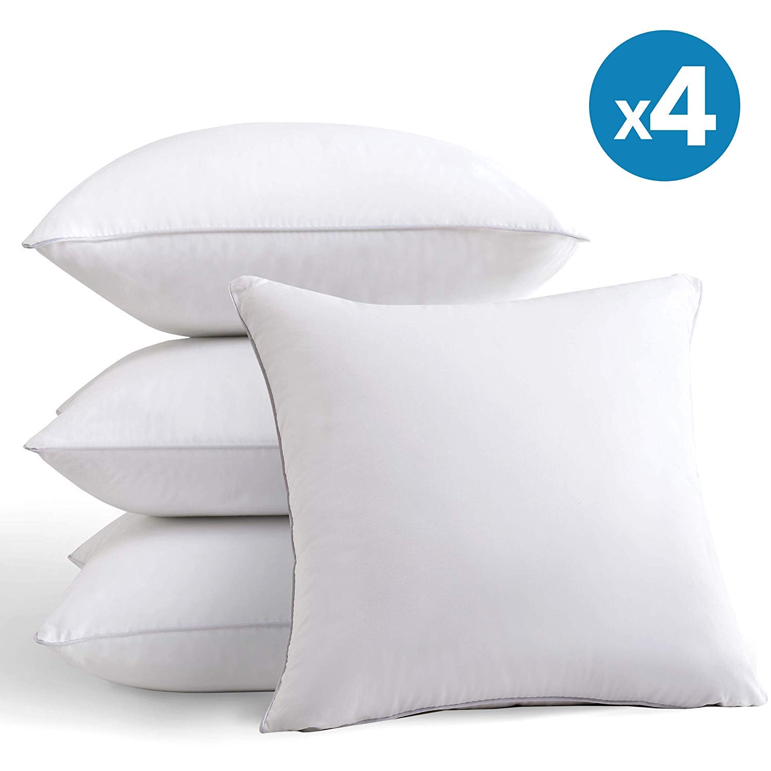 SONNASOFT 16 x 16 Pillow Inserts (Set of 4) - Throw Pillow Inserts with  100% Cotton Cover - 16 Inch Square Interior Sofa Pillow Inserts -  Decorative Pillow Insert Pair - White Couch Pillow