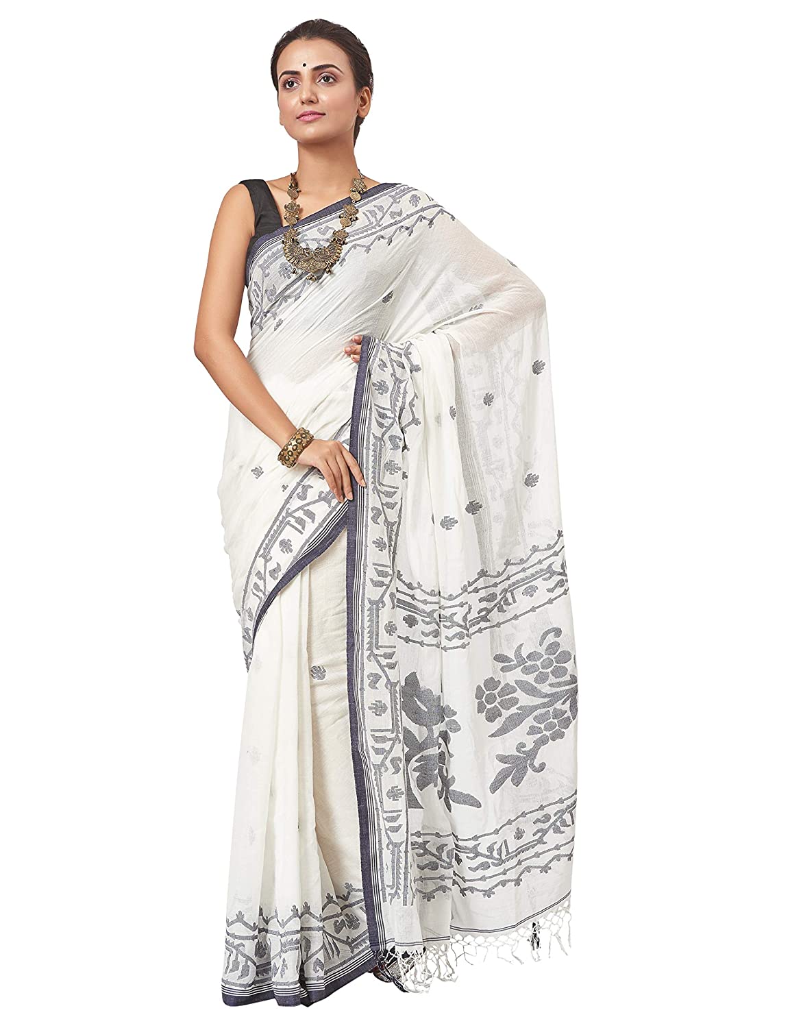 Fulia handloom Muslin Dhakai Jamdani saree