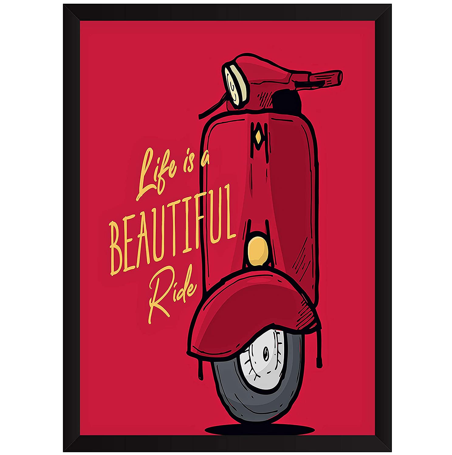 Spangles Quotes Framed Poster 'Life is a Beautiful Ride' (Decoration,    Inch,40x29 cm,
