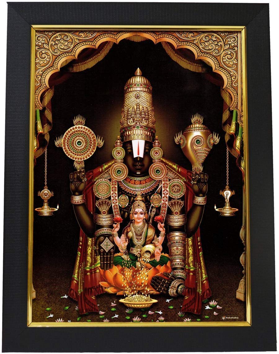 99Crafts Olive Wood Lakshmi Venkateswara Swamy Photo Frame ...