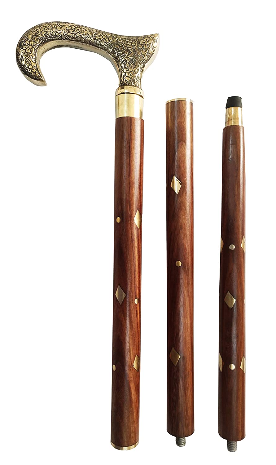 Artshai Sheesham Wood Walking Stick with Brass Handle,Gift for Old Age  People Size: 36 inch