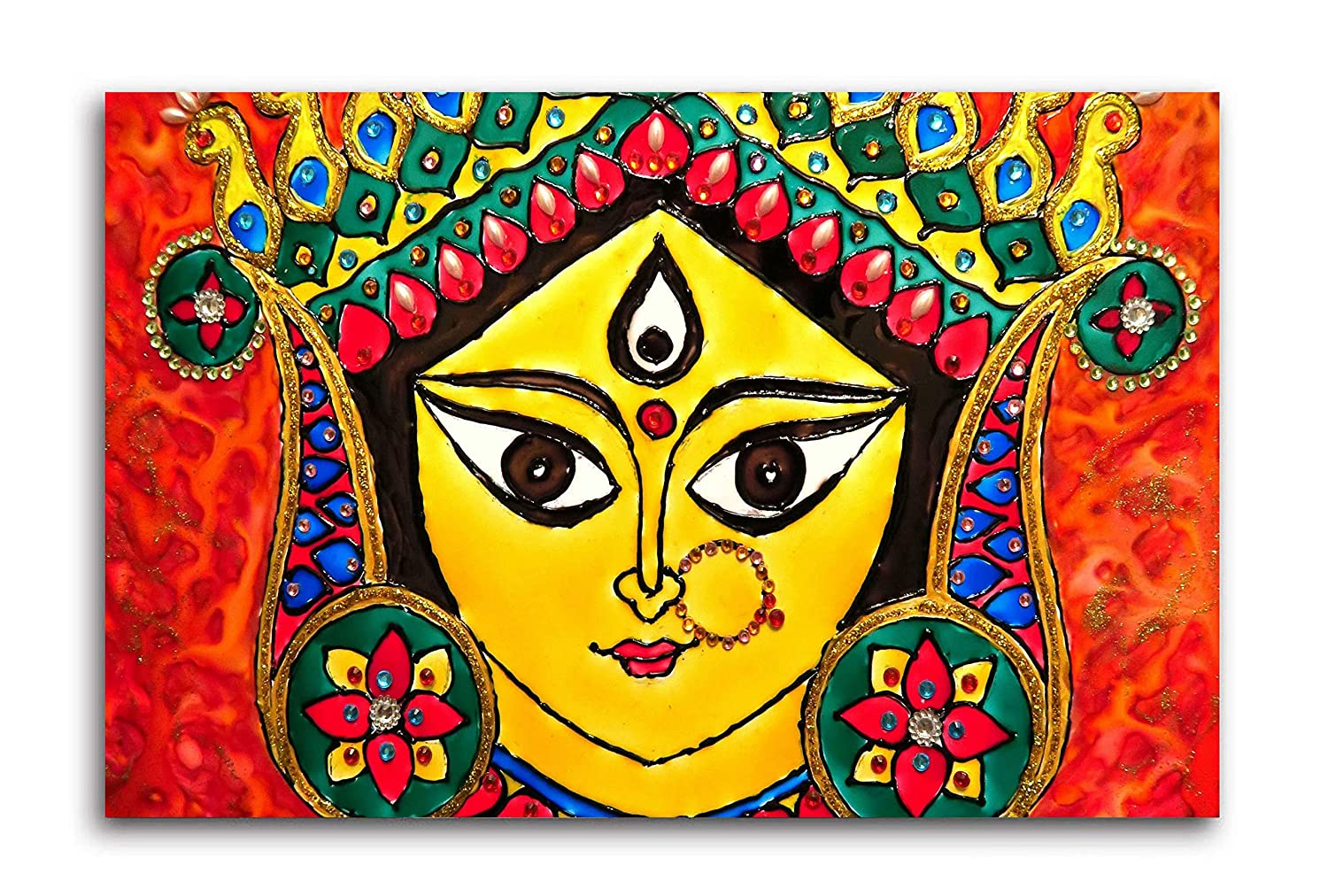 Durga, Tempera on Board (Set of 2) by Contemporary Artist “In Stock” –  Gallery Kolkata – Original Fine Art by Top Indian Artists