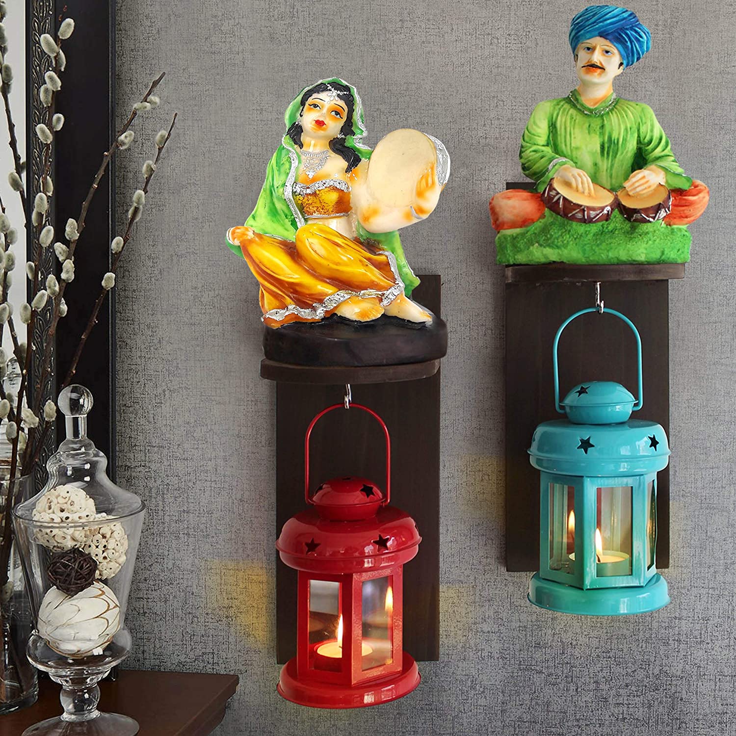 TiedRibbons Wall Hanging Hanging Lantern with Wall shelf and ...