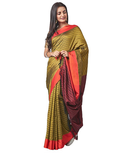 Biswa bangla silk handwoven red tangail saree – GoCoop