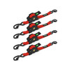 1" x 10' Retractable Ratchet Straps - Pack of 4 Red