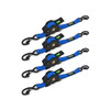 1" x 10' Retractable Ratchet Straps - Pack of 4 Blue