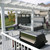 An aluminum pergola design with modern aesthetics, perfect for a minimalist outdoor setting.