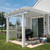 An aluminum pergola design with modern aesthetics, perfect for a minimalist outdoor setting.