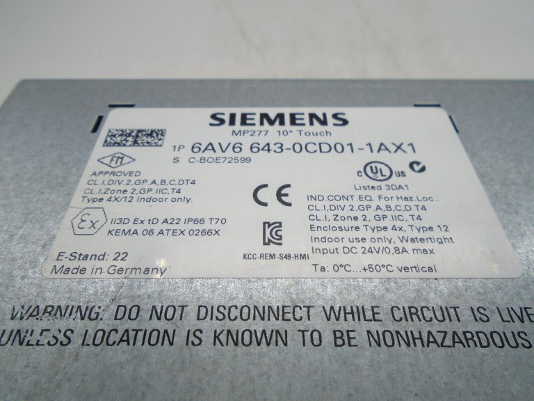 Siemens 6AV6 643-0CD01-1AX1 Operator Interface