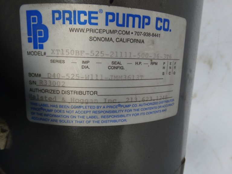 Price Pump Co XT150BF52521111500363T6 Close Coupled Horizontal Centrifug...