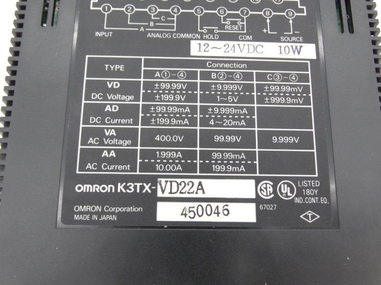 Omron K3TX-VD22A Panel Meter