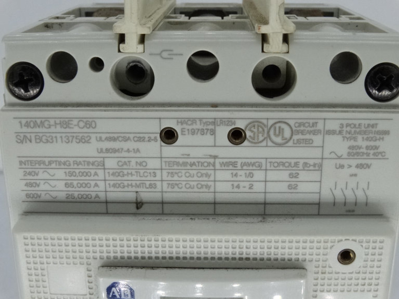 Allen Bradley 140MG-H8E-C60 Circuit Breaker