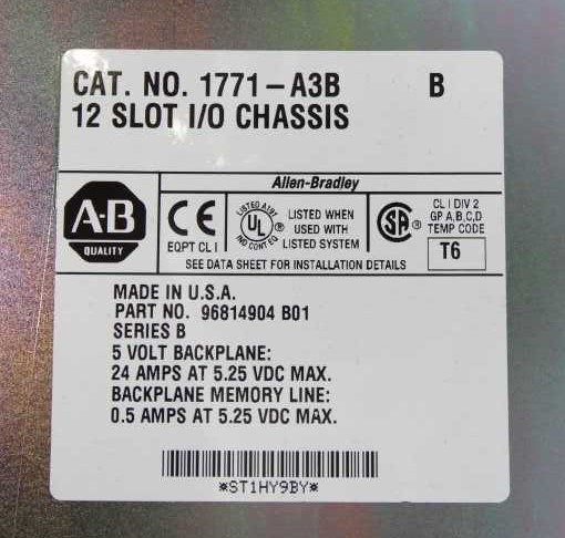 Allen Bradley 1771-A3B Series B PLC Rack
