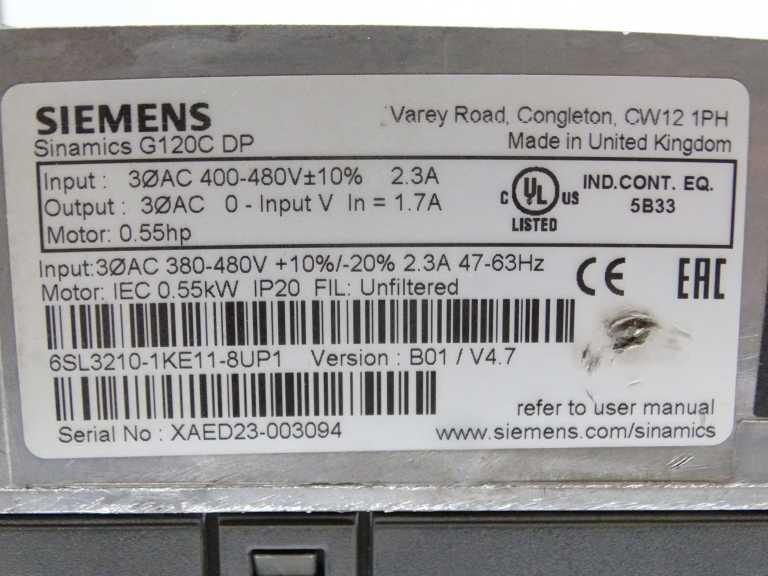Siemens 6SL3210-1KE11-8UP1 Power Supply