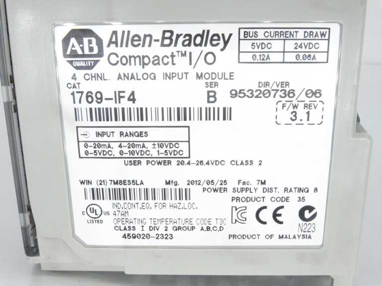 Allen Bradley 1769-IF4 Series B PLC Module