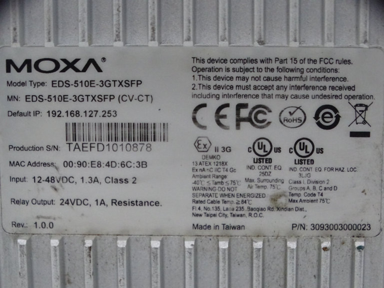 Moxa EDS-510A-3GT-T switch 7x100Mbs 3 Giga