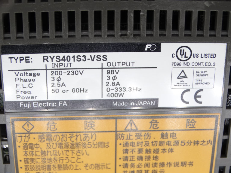 その他 FUJI AC SERVO AMP RY401S3-VSS Fuji Electric RYS401S3-VSS Amplifier