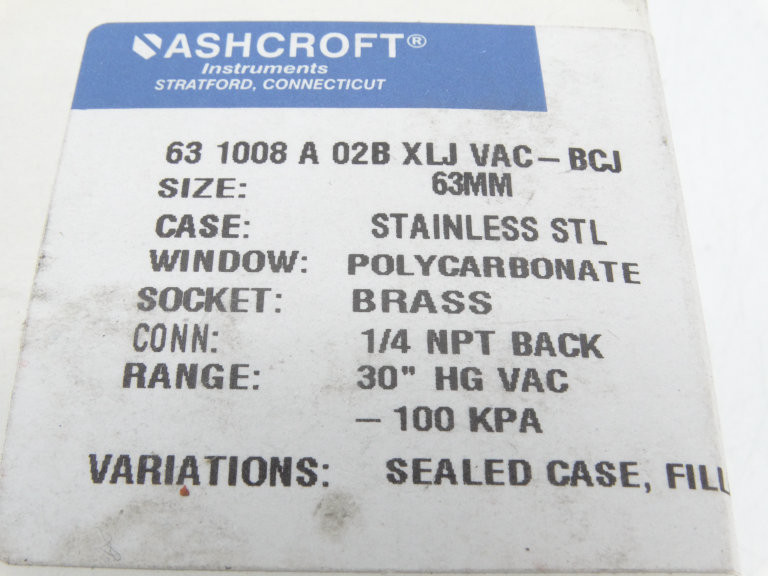 Ashcroft 631008A02BXLJVACBCJ Gauge