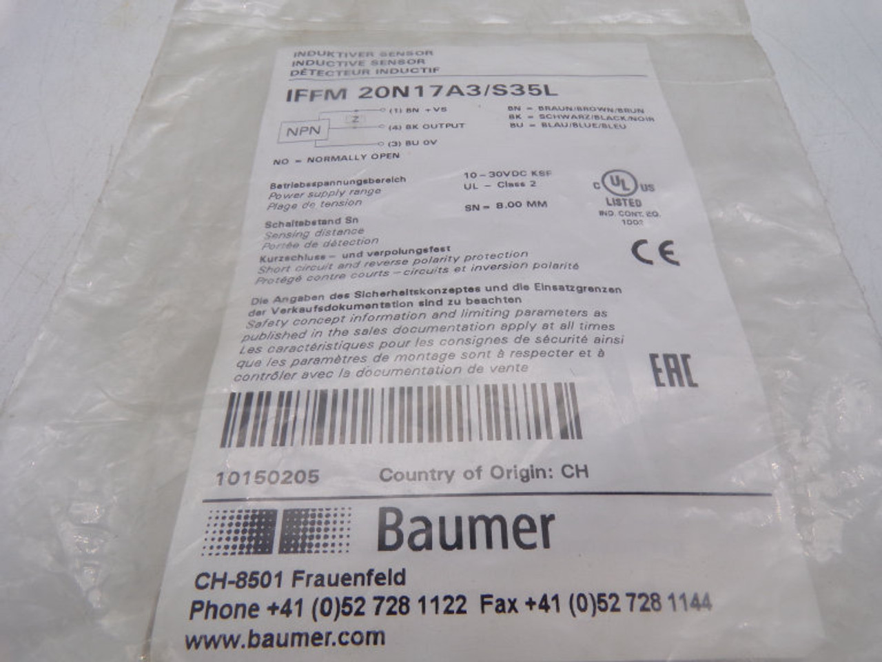 Baumer Electric IFFM 20N17A3/S35L Sensor