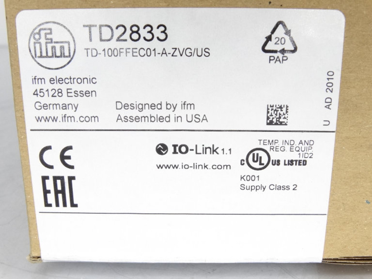 Efector TD-100FFEC01-A-ZVG/US-TD2833 Thermometer